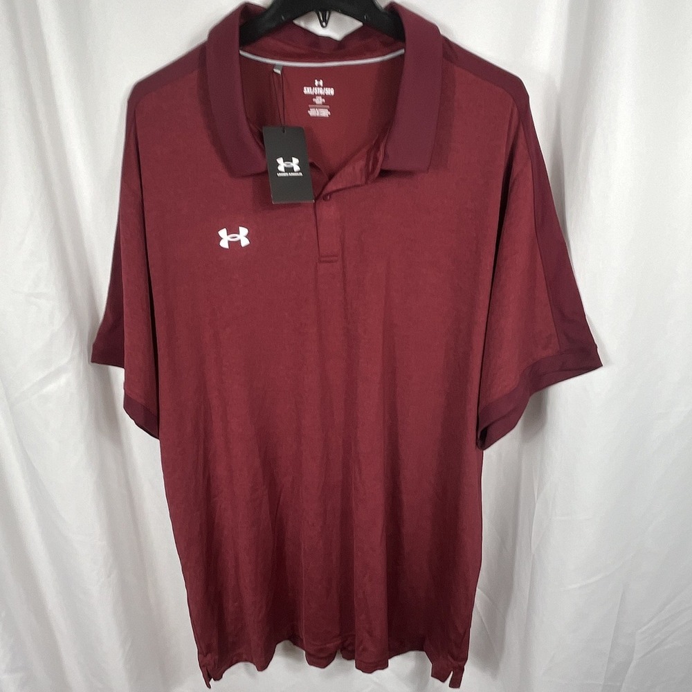 Under Armour Polo Shirt Short Sleeve Burgundy Men's Size 5XL Big and Tall